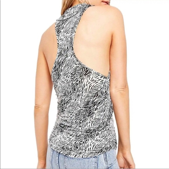 New NWT | FREE PEOPLE ‘Coco’ Tank Top Racerback Zebra Print Blouse - Picture 4 of 5